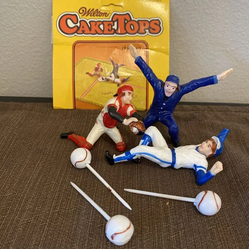 Vintage Baseball Cake‎ Toppers Trio~Wilton 1979